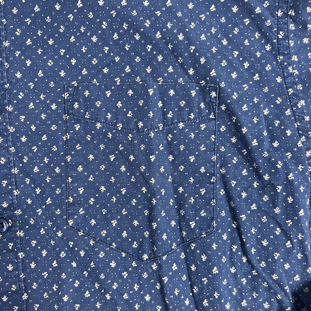 American Rag Cie Men's Blue Floral Woven Cotton Button-Up Shirt LS Pockets L - Picture 6 of 7
